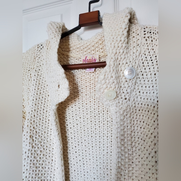 Plenty by Tracy Reese Long-Line Chunky Cream Hooded Cardigan - Picture 5 of 6
